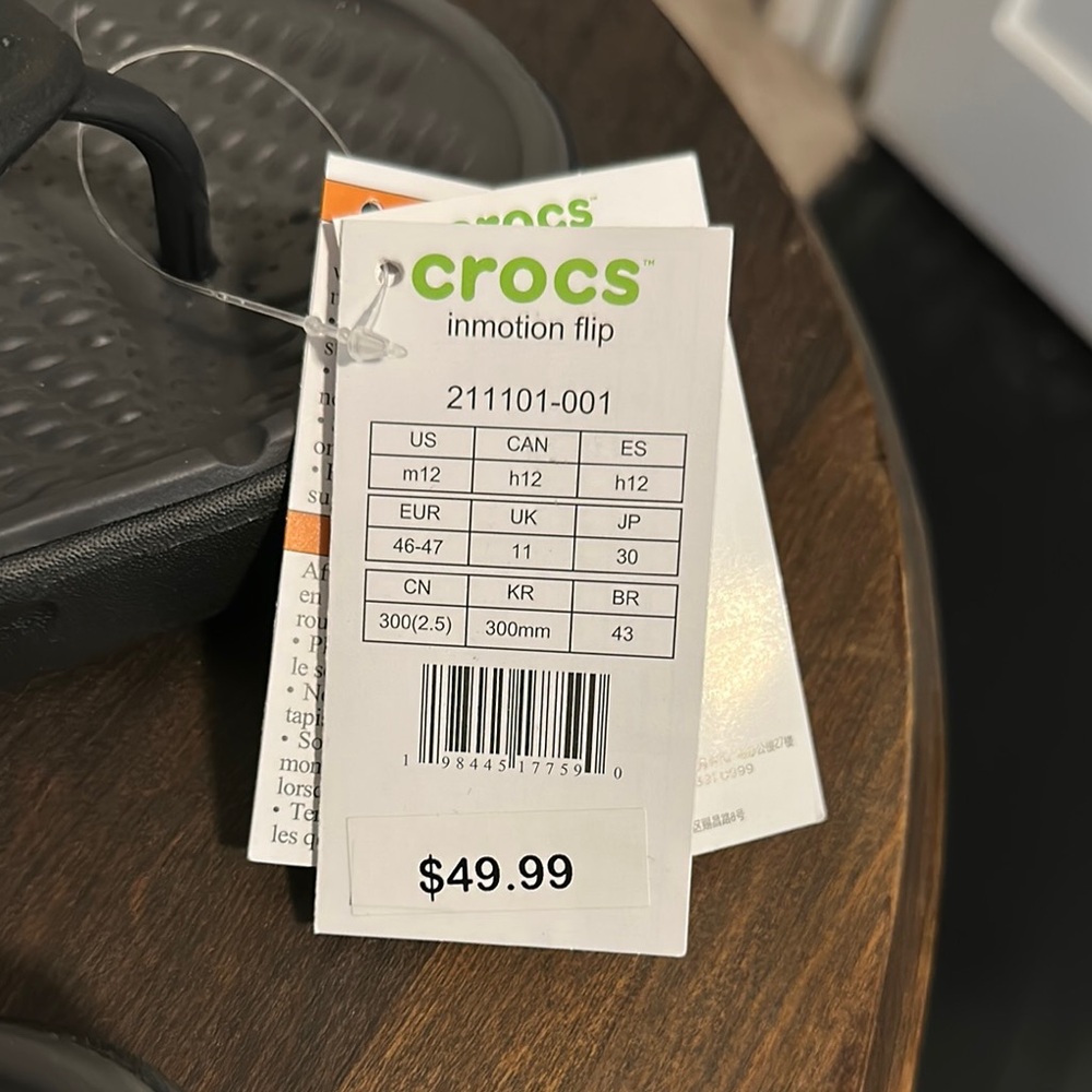 CROCS Charcoal Inmotion Flip Flops - Picture 2 of 4